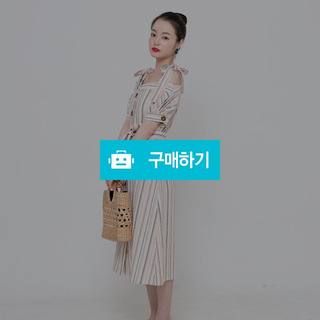 [노미나떼] Linen off-shoulder puff dress coral stripe / 포틴데이즈 / 디비디비 / 구매하기 / 특가할인