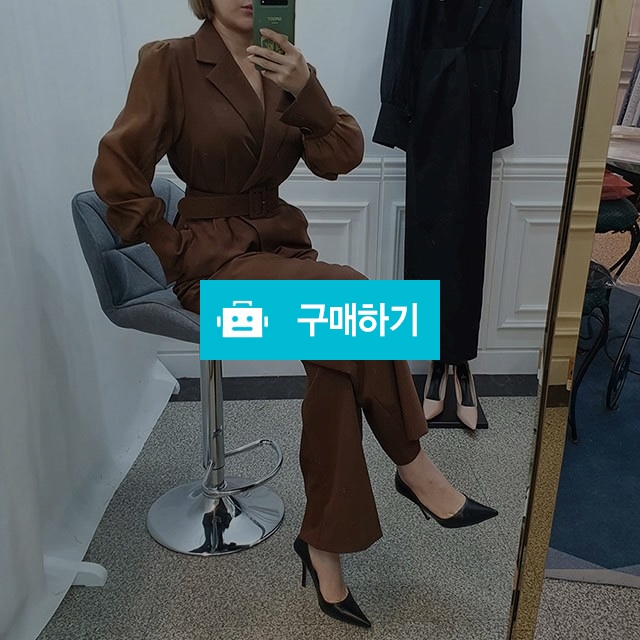 긴팔 시스루 벨트 와이드 하객 오피스 정장 점프수트 / 비컴 / 디비디비 / 구매하기 / 특가할인