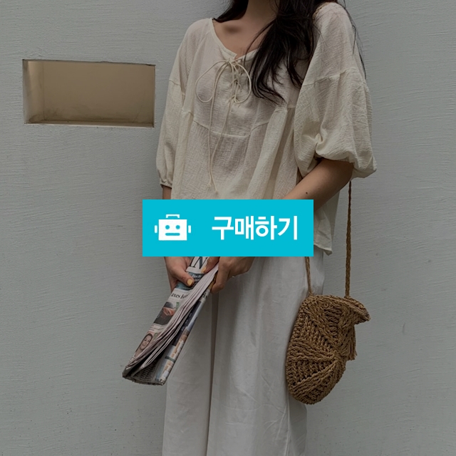 루즈핏 퍼프 스트링 린넨 블라우스  /   델리민주 / 디비디비 / 구매하기 / 특가할인