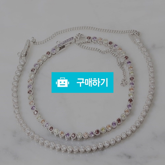 플라워 도트 테니스 큐빅 은팔찌 멀티칼라 925실버 무지개 남자 여자 데일리 순은 커플 / 차차실버 / 디비디비 / 구매하기 / 특가할인