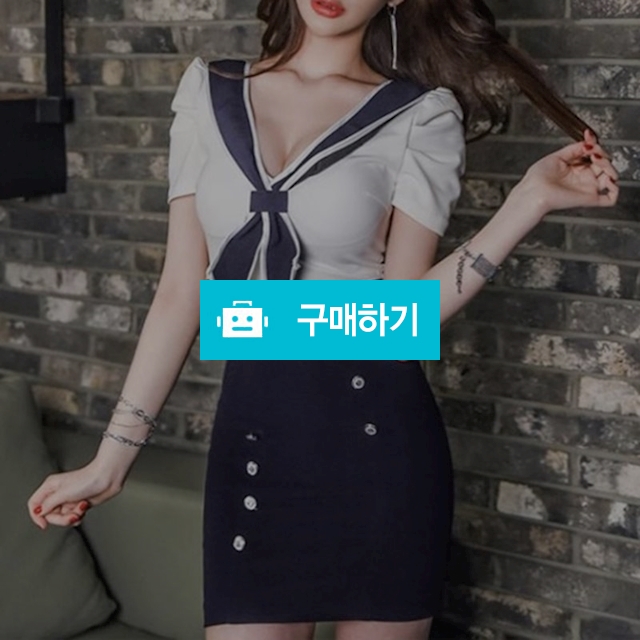 브이넥 배색 리본 섹시 슬림 원피스 / 와드팩토리 / 디비디비 / 구매하기 / 특가할인