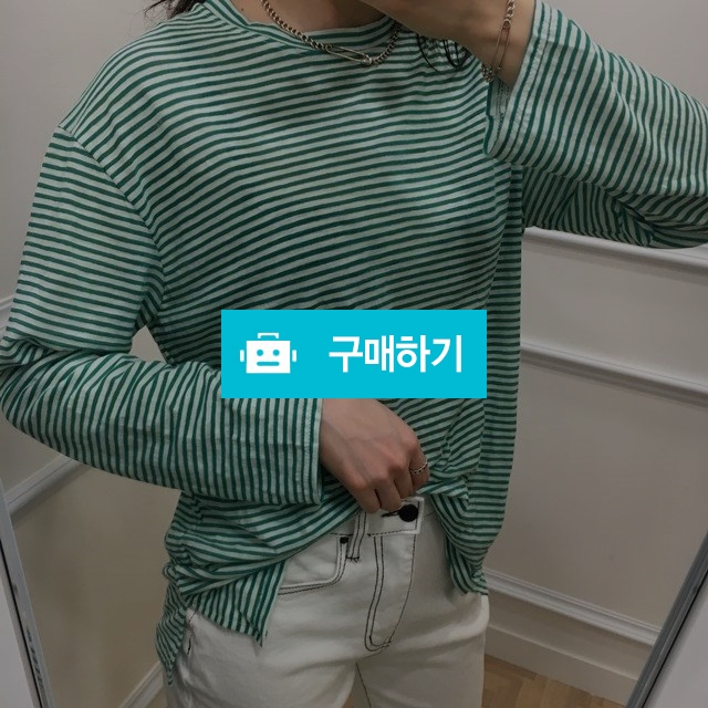 스트라이프 라운드 트임 긴팔 티셔츠 / 라벨르스타일 / 디비디비 / 구매하기 / 특가할인