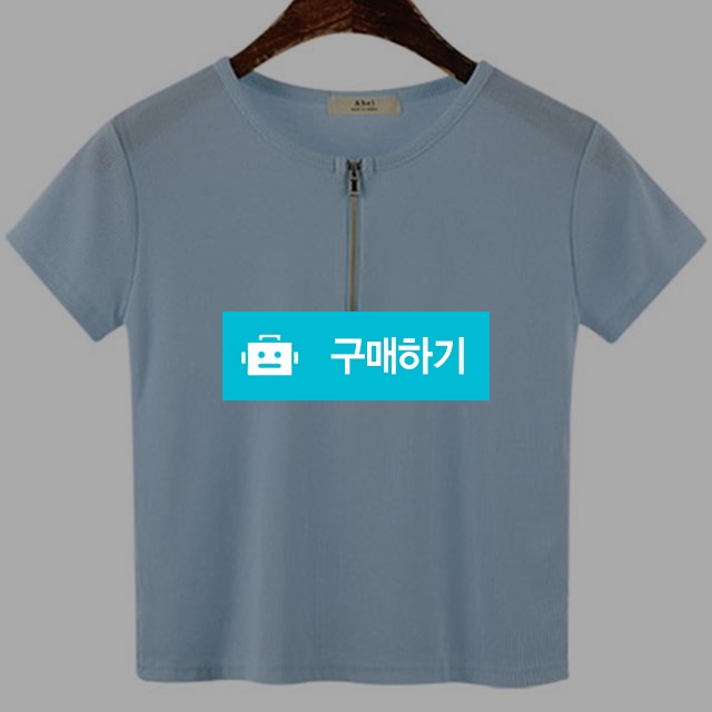 지퍼골지슬림크롭티-(블루) free size  / 시크세크 / 디비디비 / 구매하기 / 특가할인
