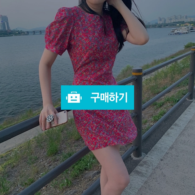 퍼프 플라워 패턴 미니원피스 / 올어바웃 / 디비디비 / 구매하기 / 특가할인