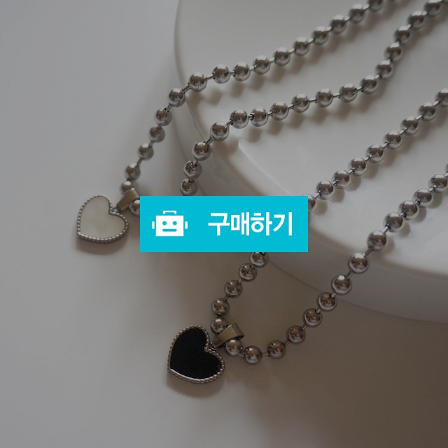 [써지컬스틸]5mm 군번줄 자개 하트 블랙 하트 목걸이 / 제이로블 / 디비디비 / 구매하기 / 특가할인