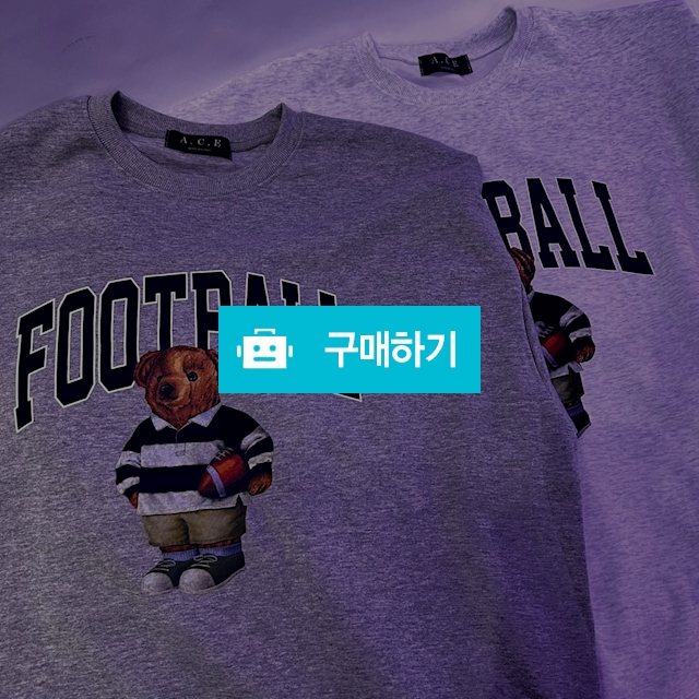남녀공용 풋볼 테디베어 기모 맨투맨 2color / 스월빈 / 디비디비 / 구매하기 / 특가할인