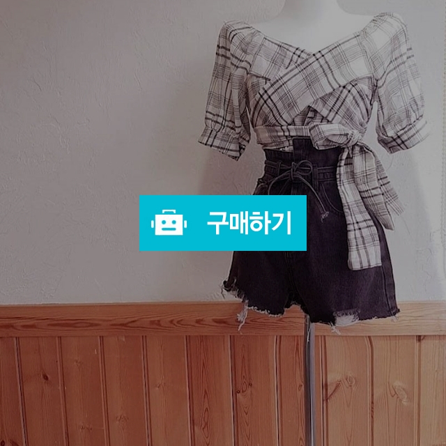 무료배송 체크 허리 꼬임 랩 블라우스 / 뚜블랑 / 디비디비 / 구매하기 / 특가할인
