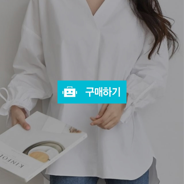 브이넥 포인트 소매 리본 셔츠 / 아담샵 / 디비디비 / 구매하기 / 특가할인