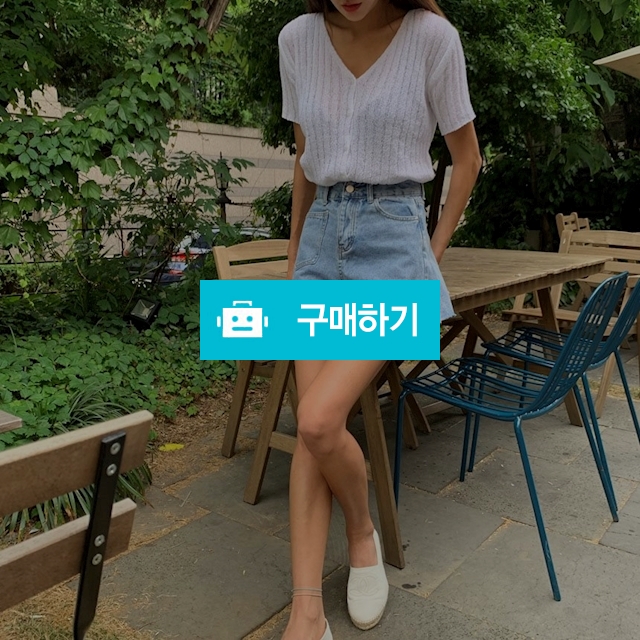 브이넥 골지 반팔 니트 / 파이브룸 / 디비디비 / 구매하기 / 특가할인