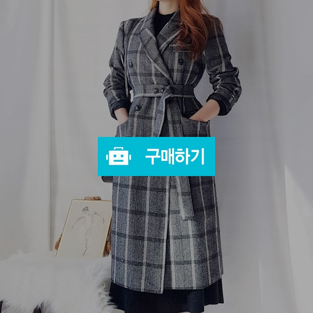 울 체크 더블 롱 코트 / 룸루무님의 스토어 / 디비디비 / 구매하기 / 특가할인