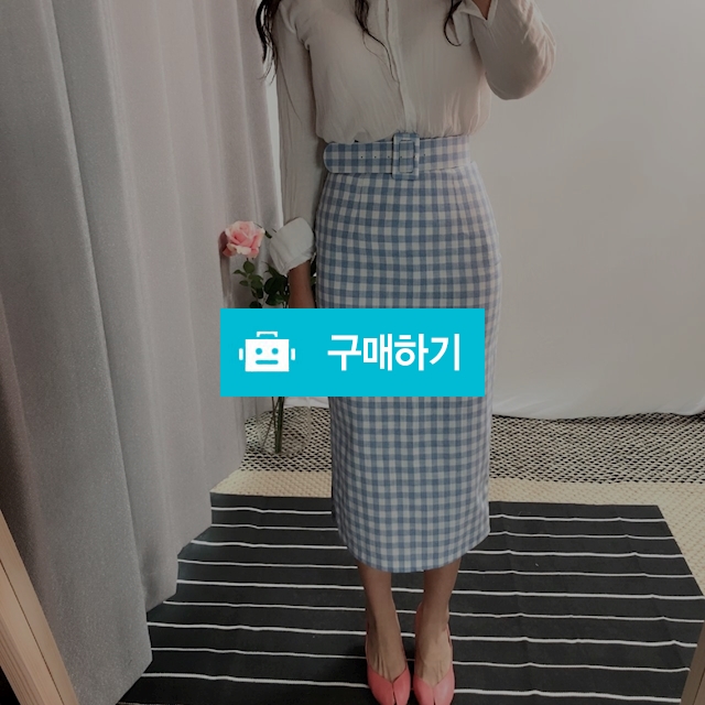 여름 옆트임 체크 린넨 데일리 벨트 하이웨스트 스커트 / 올라썬 / 디비디비 / 구매하기 / 특가할인