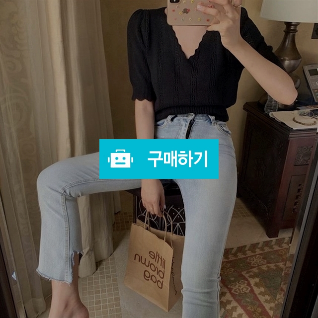 파스텔 브이넥 크롭 여름 반팔 니트 / 모드페이지 / 디비디비 / 구매하기 / 특가할인
