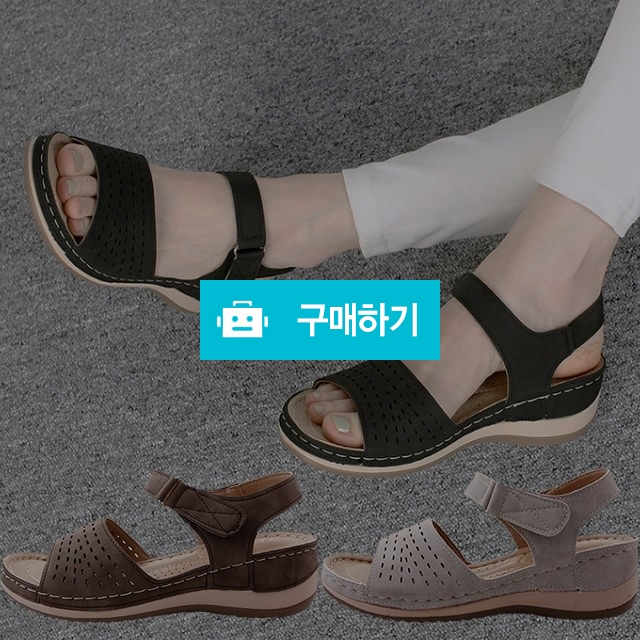 마리오탈라리코 펀칭 스트랩 통굽 웨지 키높이샌들 5cm굽 여성키높이샌들 여성웨지샌들 컴포트화 / 마리오탈라리코님의 스토어 / 디비디비 / 구매하기 / 특가할인