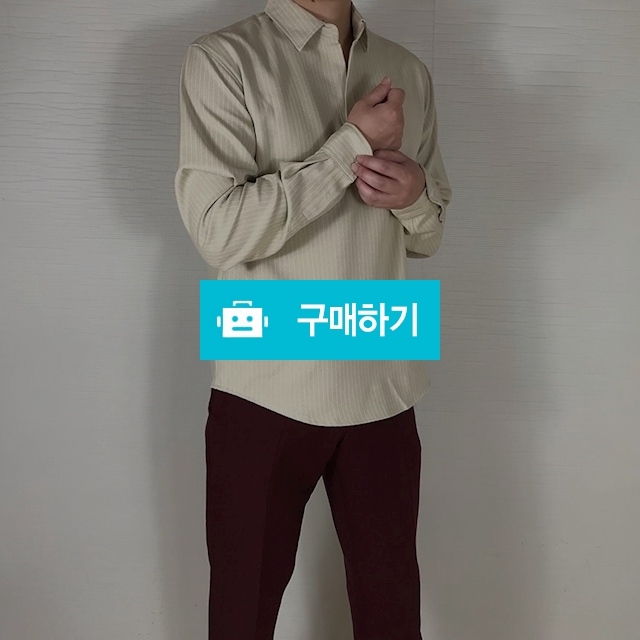 남성 줄무늬 사계절 반 오픈 긴팔 셔츠 (4col) / 애프터제이님의 스토어 / 디비디비 / 구매하기 / 특가할인