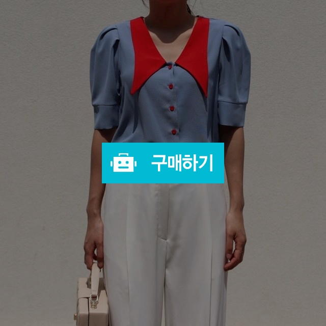 배색 빅 카라 단추 셔링 블라우스 / 옹드로이님의 스토어 / 디비디비 / 구매하기 / 특가할인