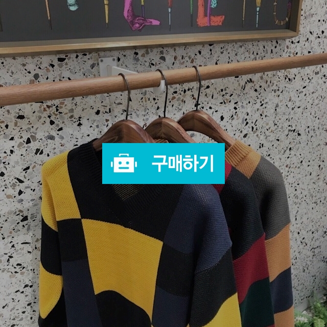 모크 체크 V넥 니트    / 위버스코 / 디비디비 / 구매하기 / 특가할인