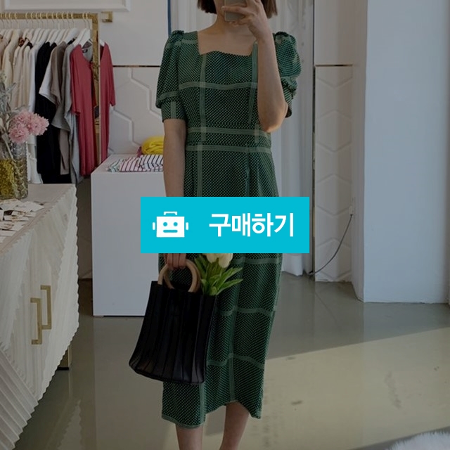 [SALE] 스퀘어 체크 도트 반팔 원피스 / 6310 / 디비디비 / 구매하기 / 특가할인