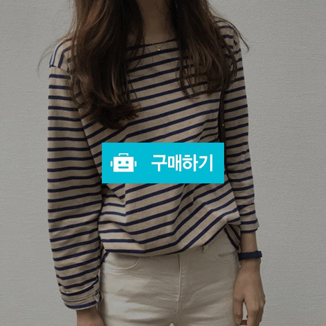 라운드넥 배색 스트라이프 긴팔티셔츠 3color / 에클 / 디비디비 / 구매하기 / 특가할인