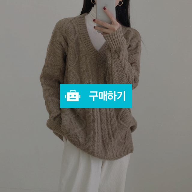오버핏 브이넥 헤리 꽈배기 브이넥 울 니트 / 쏘울미의 톡톡 스타일 / 디비디비 / 구매하기 / 특가할인