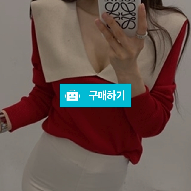 빅카라 배색 니트 (2Color) / 진엘리야 / 디비디비 / 구매하기 / 특가할인