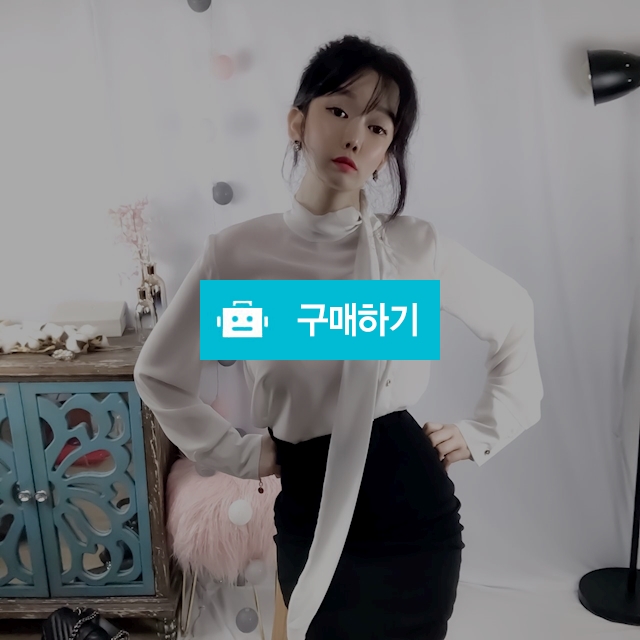 반하이넥 샴페인골드 단추 가을 여성 퍼프 블라우스 / 오요샵 / 디비디비 / 구매하기 / 특가할인