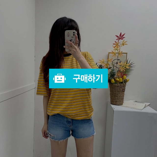 남녀공용 배색 스트라이프 반팔 티셔츠 / 민클로즈 / 디비디비 / 구매하기 / 특가할인