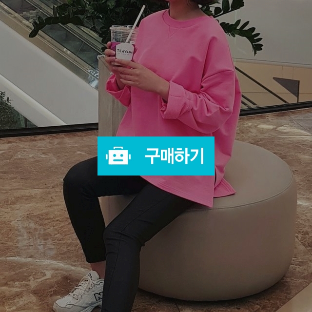 오버핏 언발 옆트임 맨투맨 / 애플블라썸 / 디비디비 / 구매하기 / 특가할인