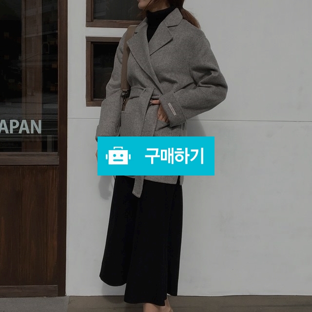 핸드메이드 헤링본 랩 하프코트 [그레이,오트밀] / 엣모스피어 / 디비디비 / 구매하기 / 특가할인