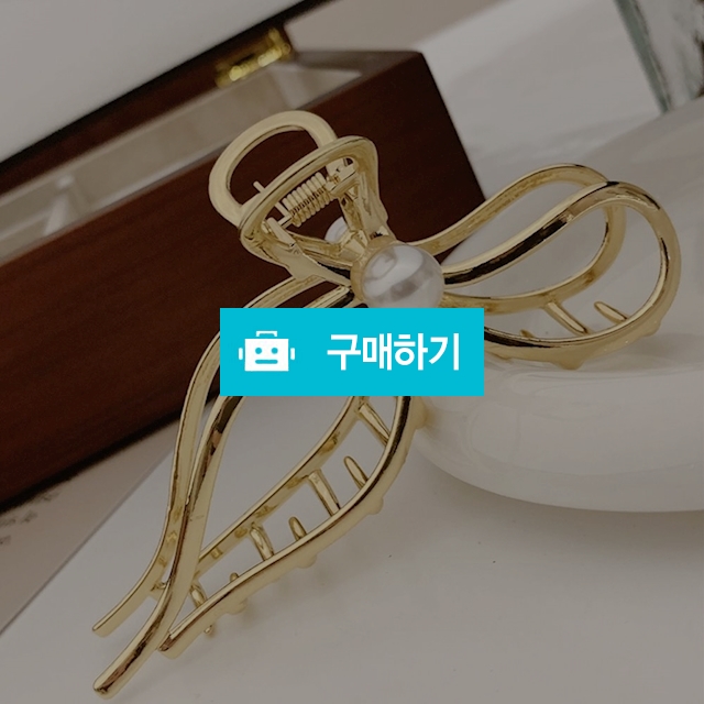 [당일출고] 메탈 블록 진주 리본 올림머리 헤어 집게핀 / 앤어바웃 / 디비디비 / 구매하기 / 특가할인