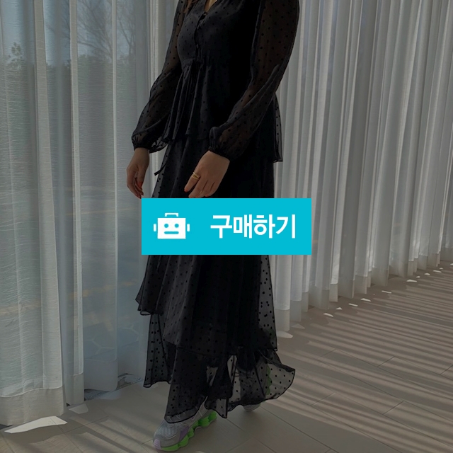 도트 퍼프소매 캉캉 롱원피스 2color / 아모 / 디비디비 / 구매하기 / 특가할인