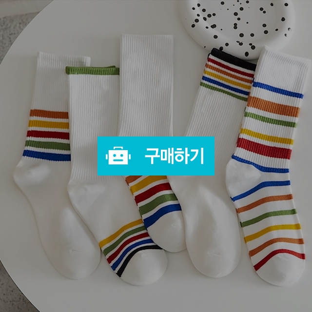 여성용 국산 레인보우 라인 밴딩 장목 양말 5켤레 / 앤어바웃 / 디비디비 / 구매하기 / 특가할인