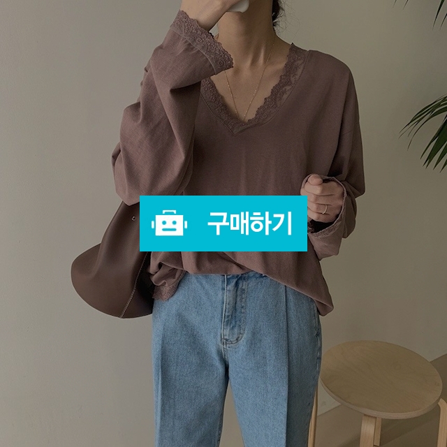 오버핏 레이스 브이넥 긴팔 티셔츠 / 쏘울미의 톡톡 스타일 / 디비디비 / 구매하기 / 특가할인