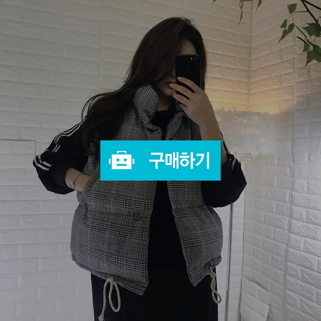 체크 오버핏 웰론 패딩 조끼 / 메이앤린 / 디비디비 / 구매하기 / 특가할인