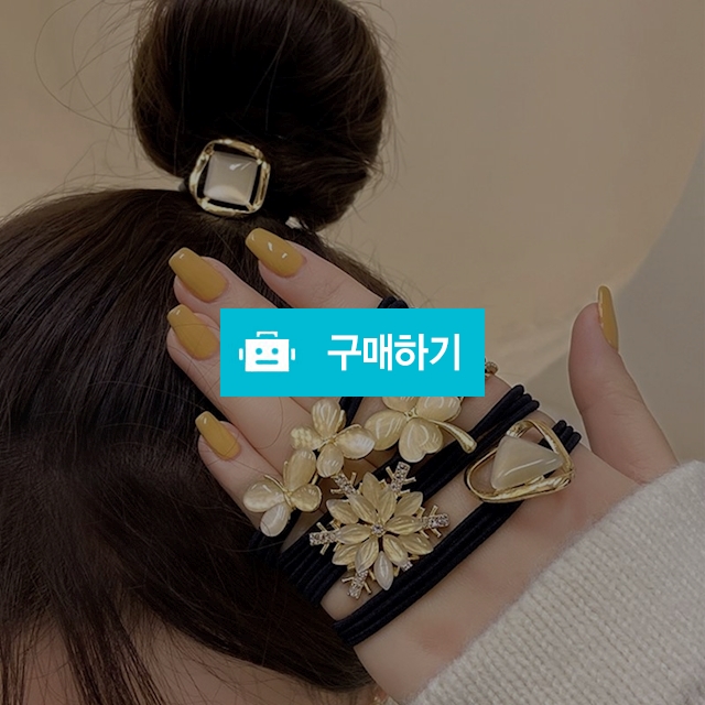 [5P SET] 캣츠아이 화이트 보석 헤어 머리끈 / 앤어바웃 / 디비디비 / 구매하기 / 특가할인
