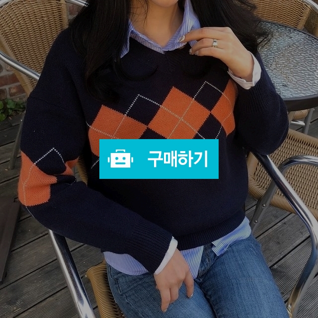 브이넥 아가일 체크 니트 / lmy 이민영 님의 스토어 / 디비디비 / 구매하기 / 특가할인