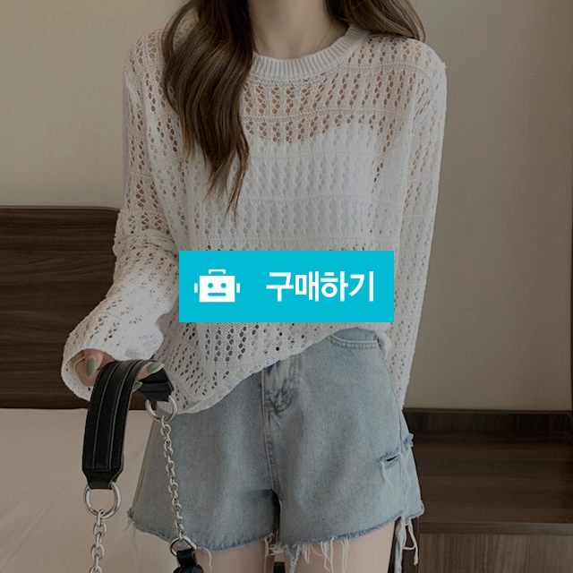 여성 여름 망사니트 레이어드 라운드 시스루 긴팔 그물니트 블랙 휴양지룩 / 댕유마켓님의 스토어 / 디비디비 / 구매하기 / 특가할인