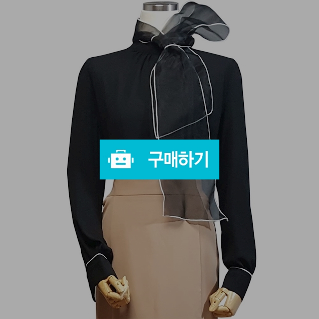 리본 배색  스카프 오간자 블라우스 블랙  / 오드리옷짱 / 디비디비 / 구매하기 / 특가할인