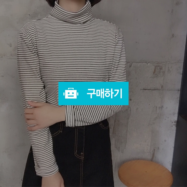 스트라이프 목폴라 긴팔 루즈핏 티셔츠 / jujame / 디비디비 / 구매하기 / 특가할인