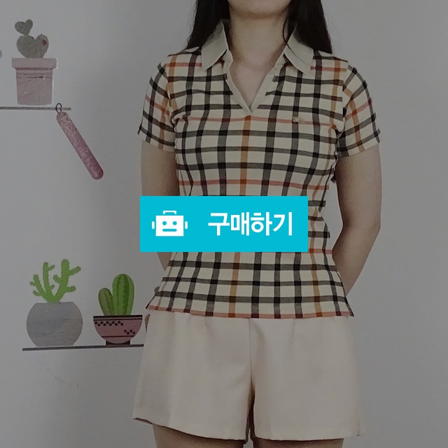 체크 트임 반팔 카라 티셔츠 / 쁘레시오님의 스토어 / 디비디비 / 구매하기 / 특가할인